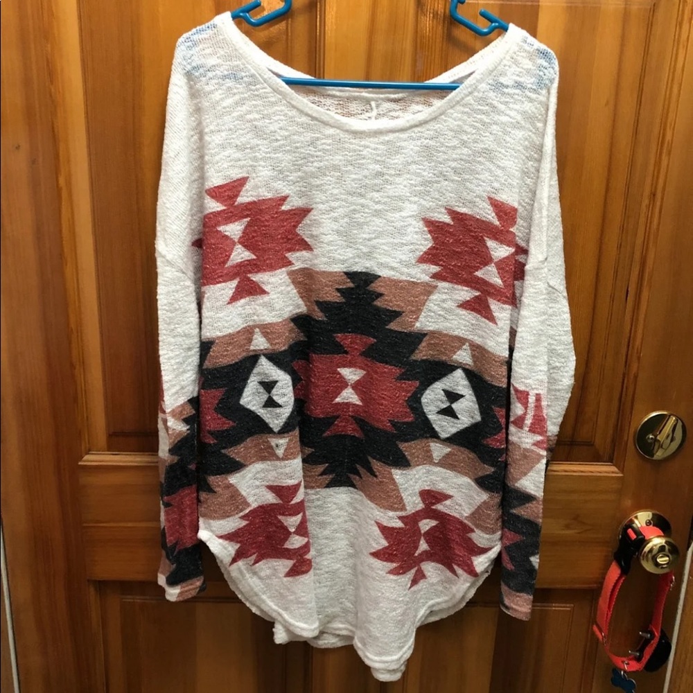 Aztec Print Tunic Length Top